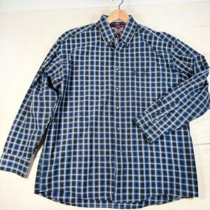 Wrangler George Strait‎ Shirt Mens XL Cowboy Cut Plaid Blue Long Sleeve